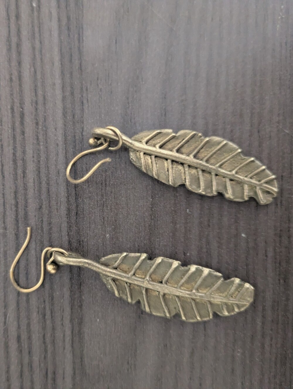 Noonday Leaf Drop Earrings in Antique Gold